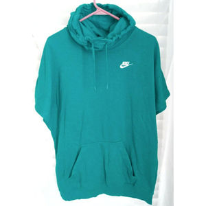 Nike Women's Green Short Sleeve Cowl Neck Sweatshirt Hoodie Pullover Size Small